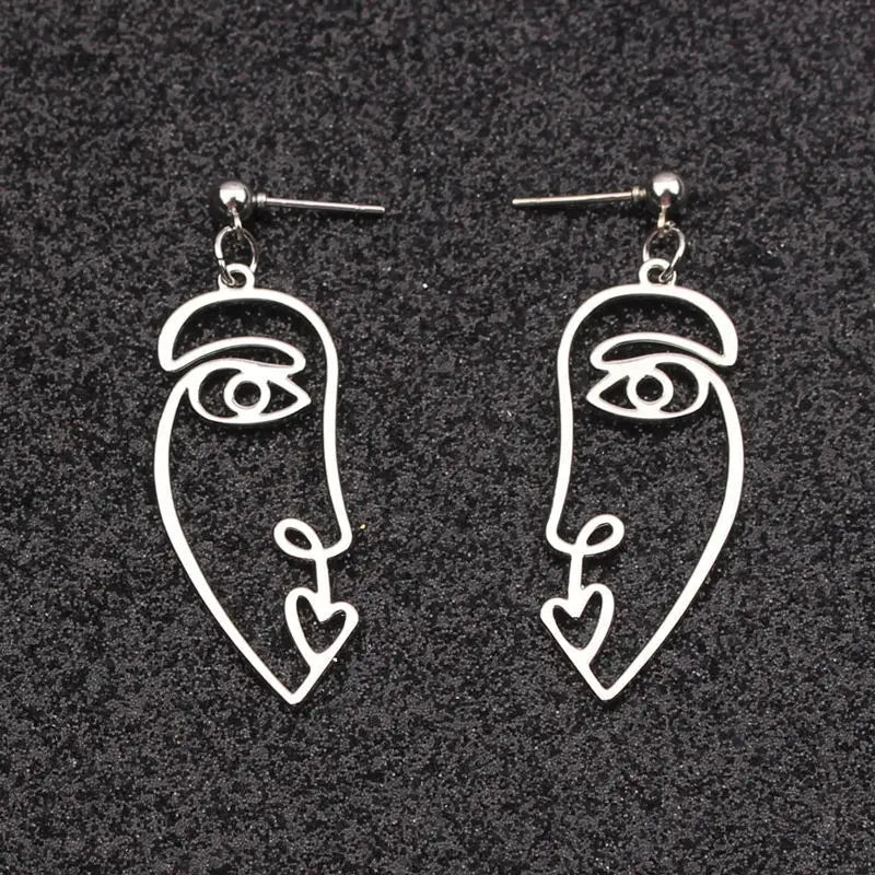 Hollow Out Face Drop Earrings