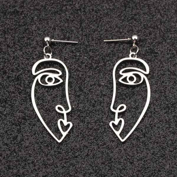 Hollow Out Face Drop Earrings