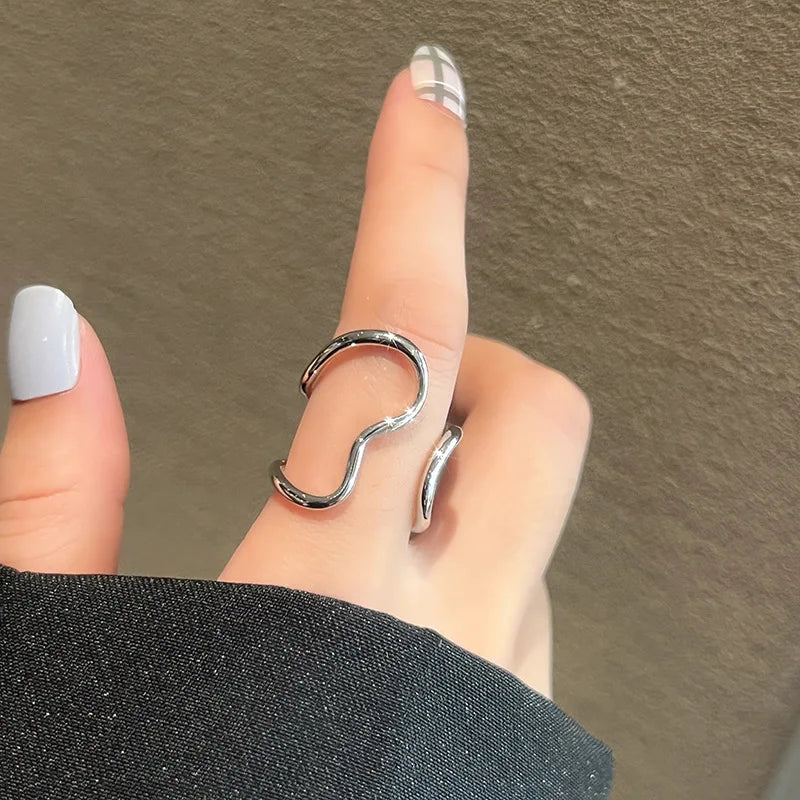 LIVVY Silver Color Double Layers  Ring