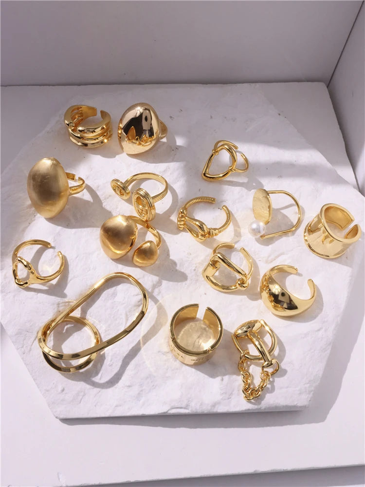 HUANZHI Simple Irregular Heart  Rings