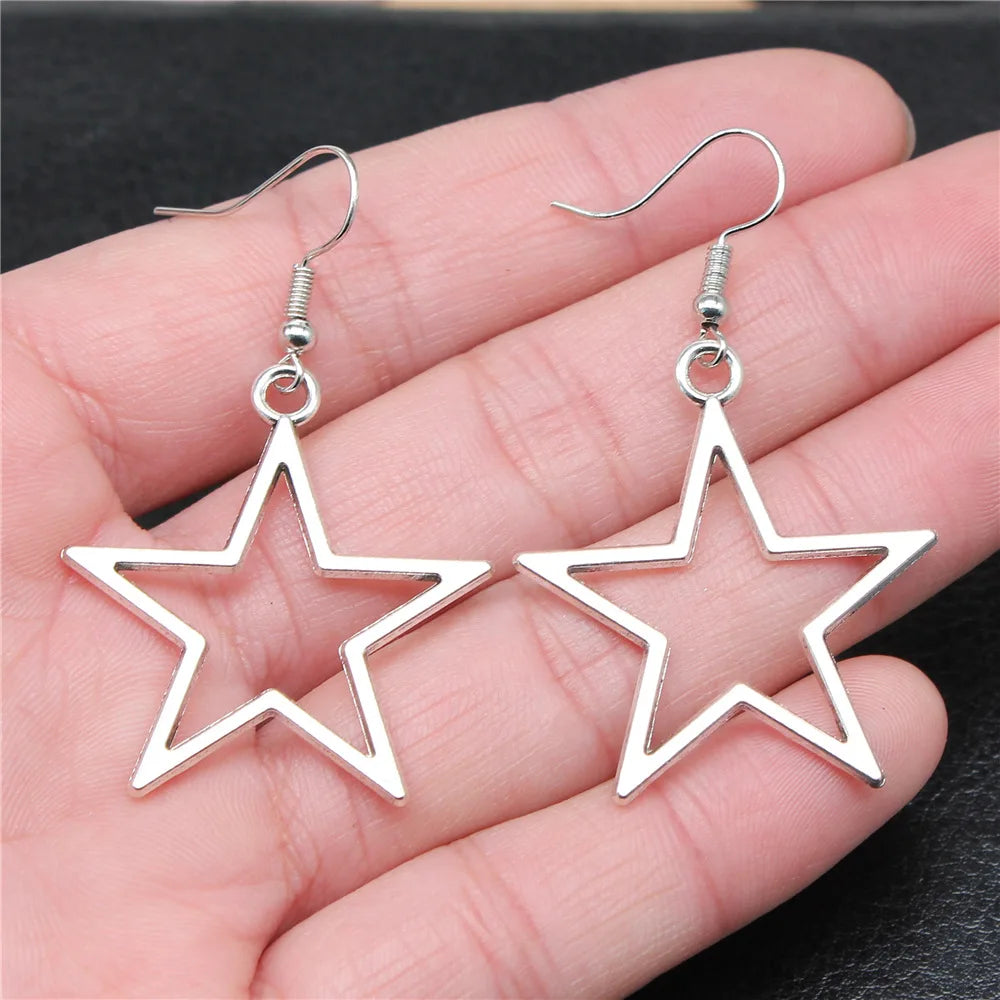Hollow Star Pendant Earrings
