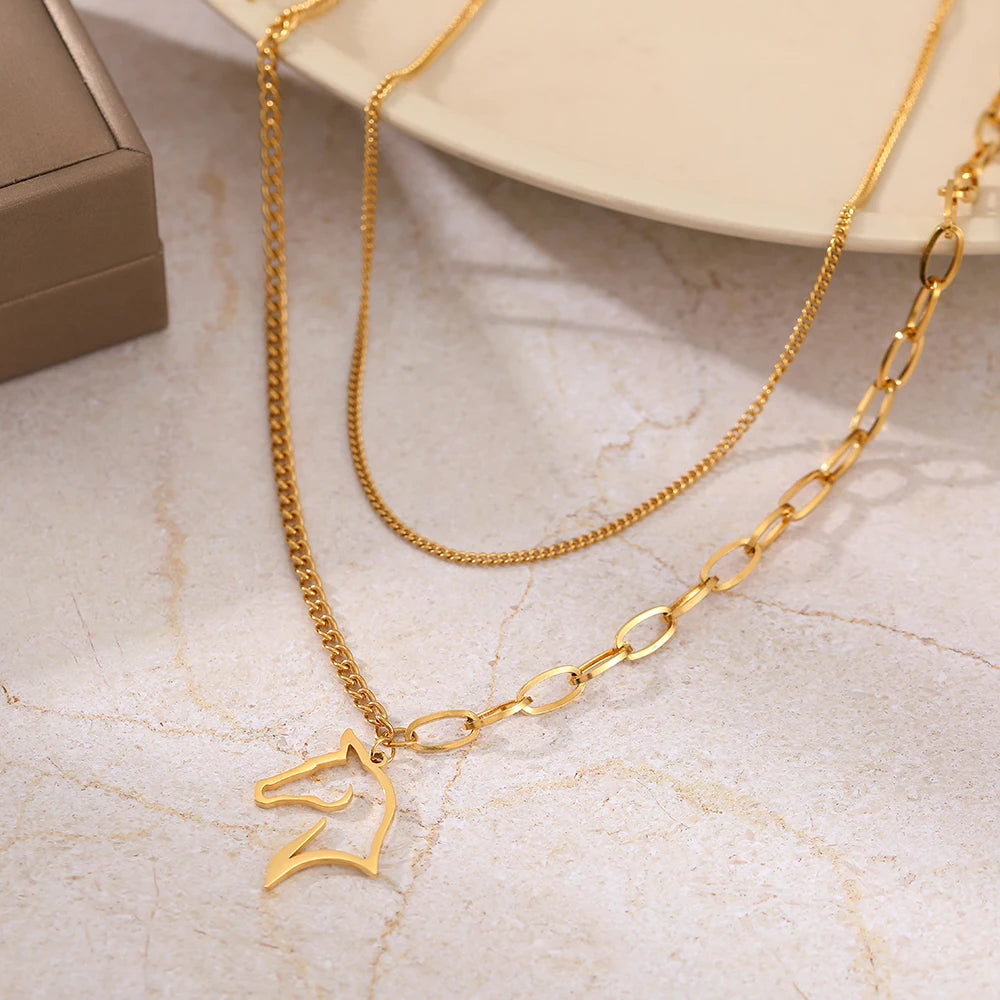 Horse Head Silhouette Necklace