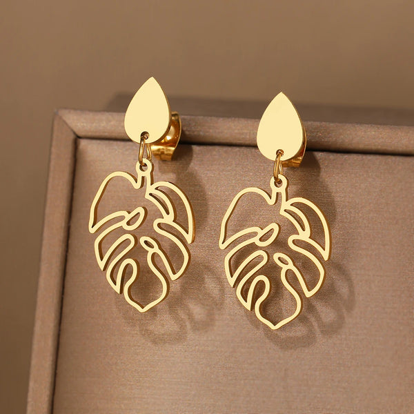 Water Drop Plant Leaves Earrings
