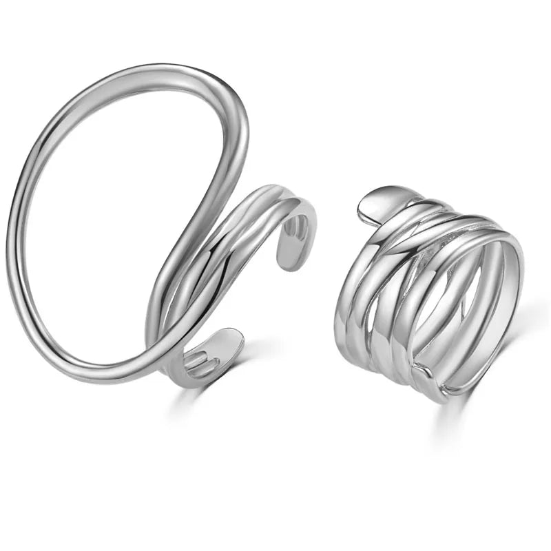 Exaggerated Distorted Lines Ring