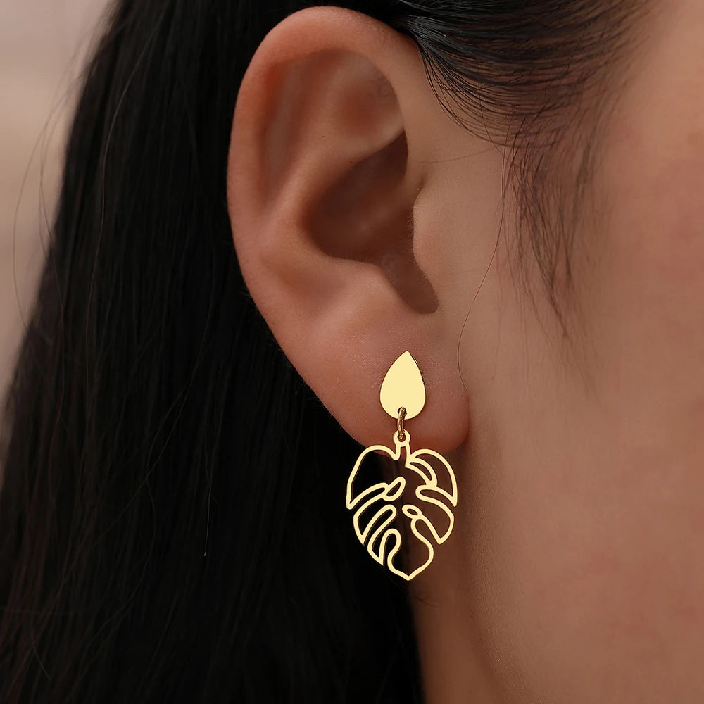 Water Drop Plant Leaves Earrings