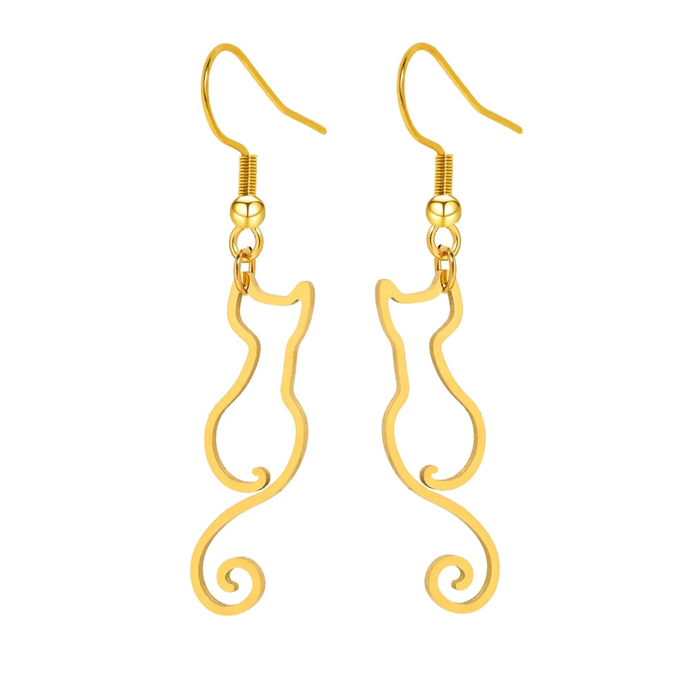 Cat Hollow Silhouette Earrings