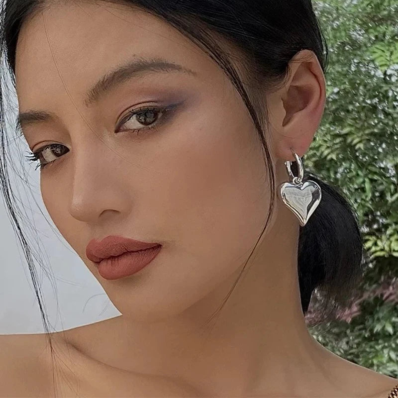 Heart Huggie Hoop Earrings