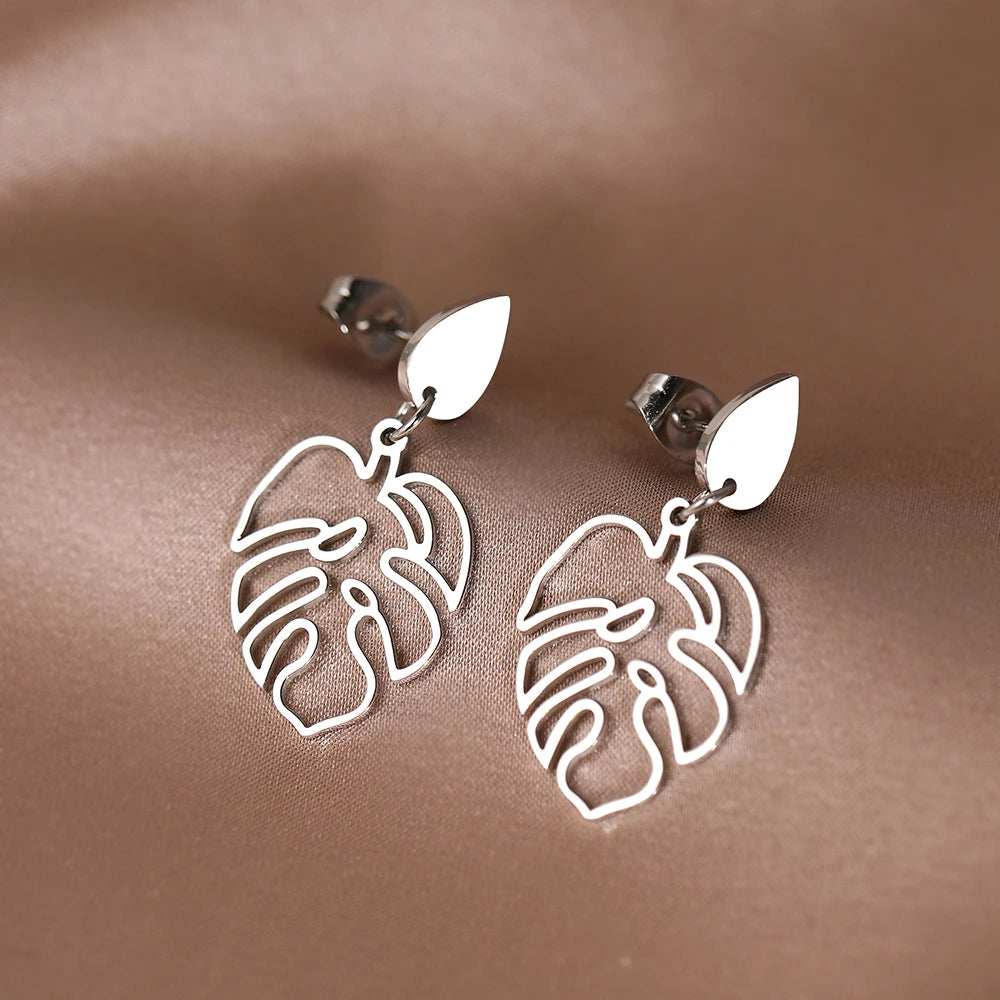 Water Drop Plant Leaves Earrings