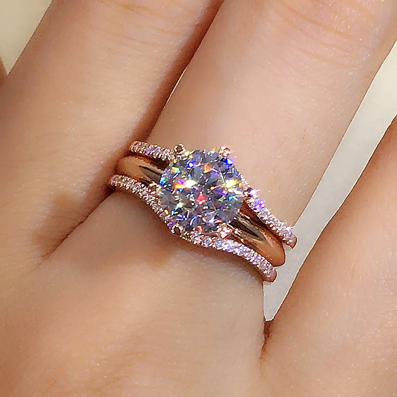Huitan Unique Rose Gold Color Rings