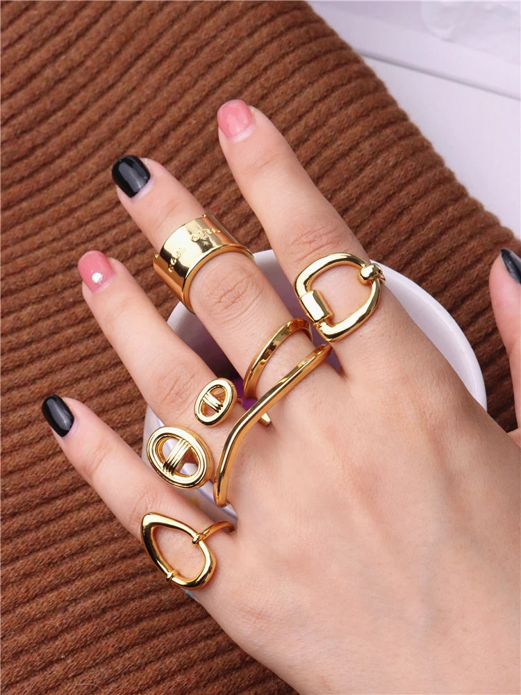 HUANZHI Simple Irregular Heart  Rings