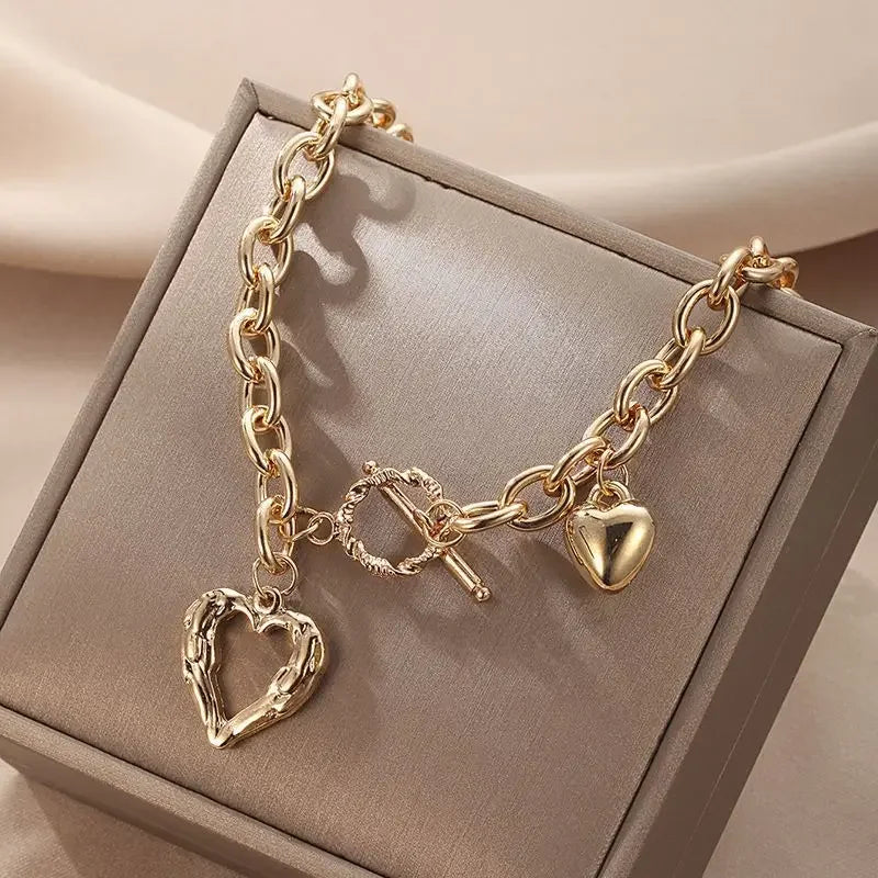 Love Heart OT Buckle Pendant Necklace