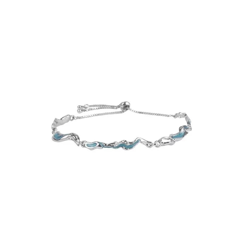Blue Bamboo Joint Chain Charm Bracelets