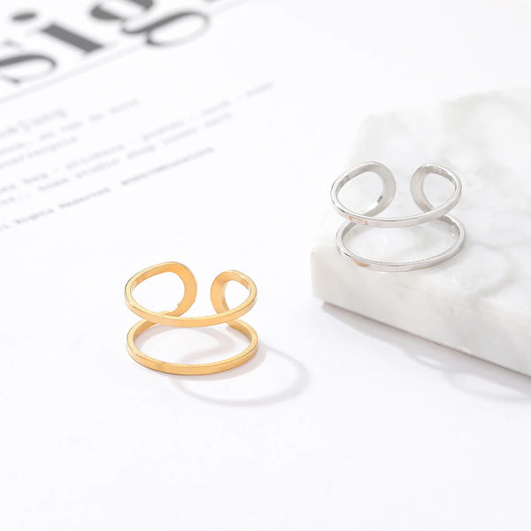 Hollow Double Line Rings