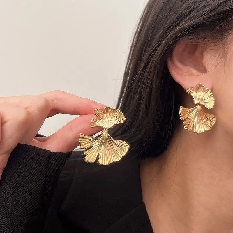 Biloba Leaf Shape Drop Earrings