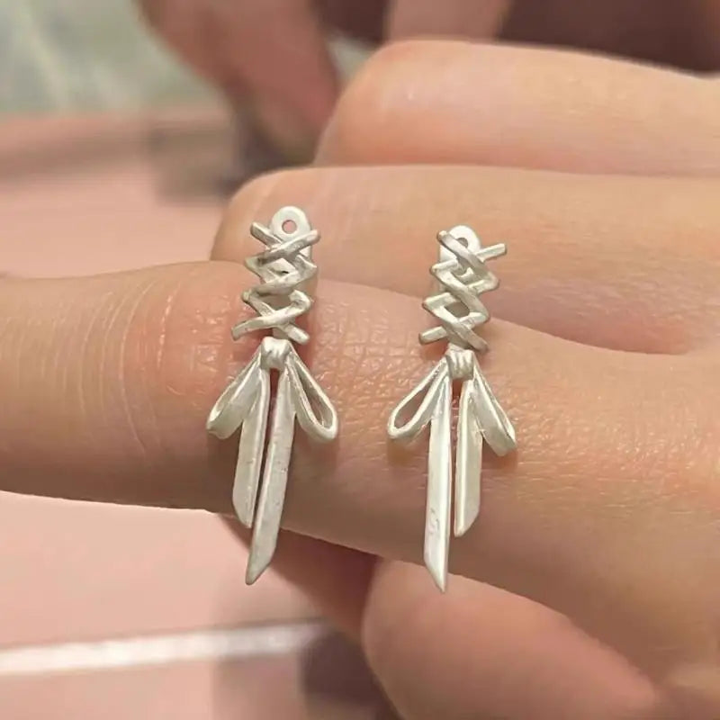 Exquisite White Bow Stud Earrings