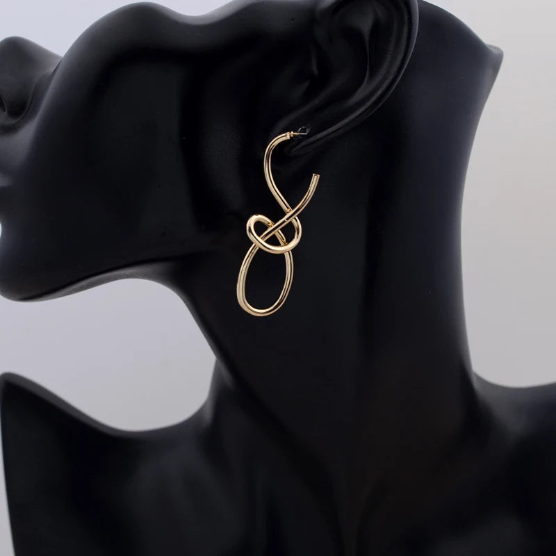 Vintage Twist Metal Knit Knot Statement Earrings
