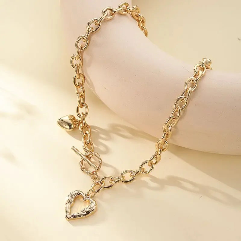 Love Heart OT Buckle Pendant Necklace