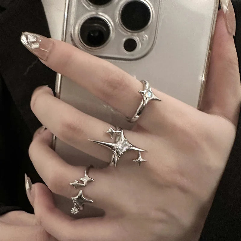 Vintage Irregular Cross Star Couple Ring