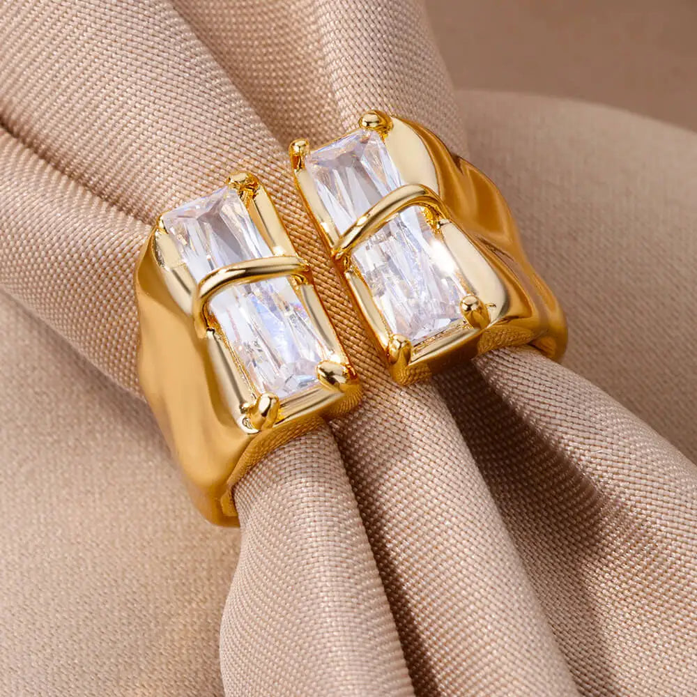 Irregular Square Zircon Rings