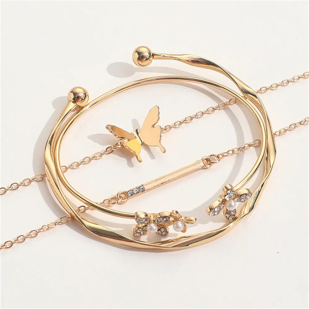 Bracelet Set of 4 Stainless Steel Butterfly Bracelet