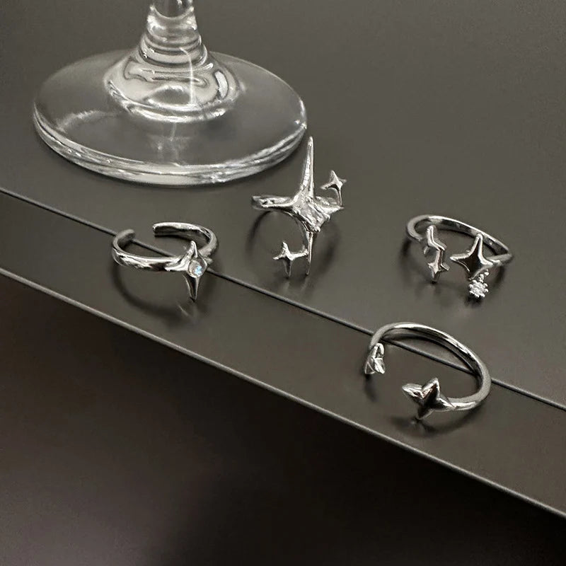 Vintage Irregular Cross Star Couple Ring