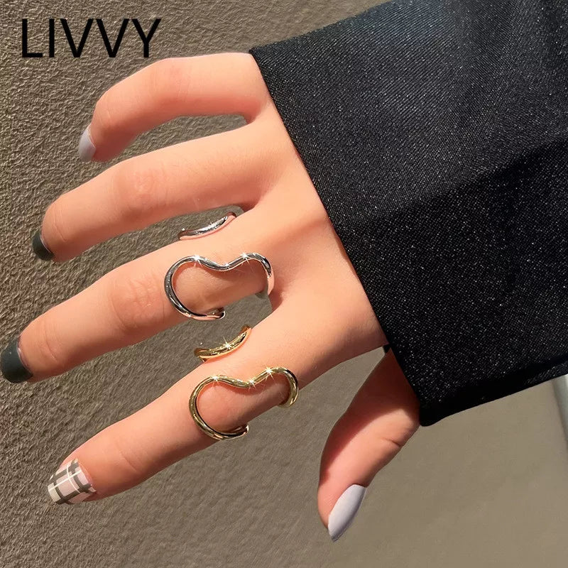 LIVVY Silver Color Double Layers  Ring