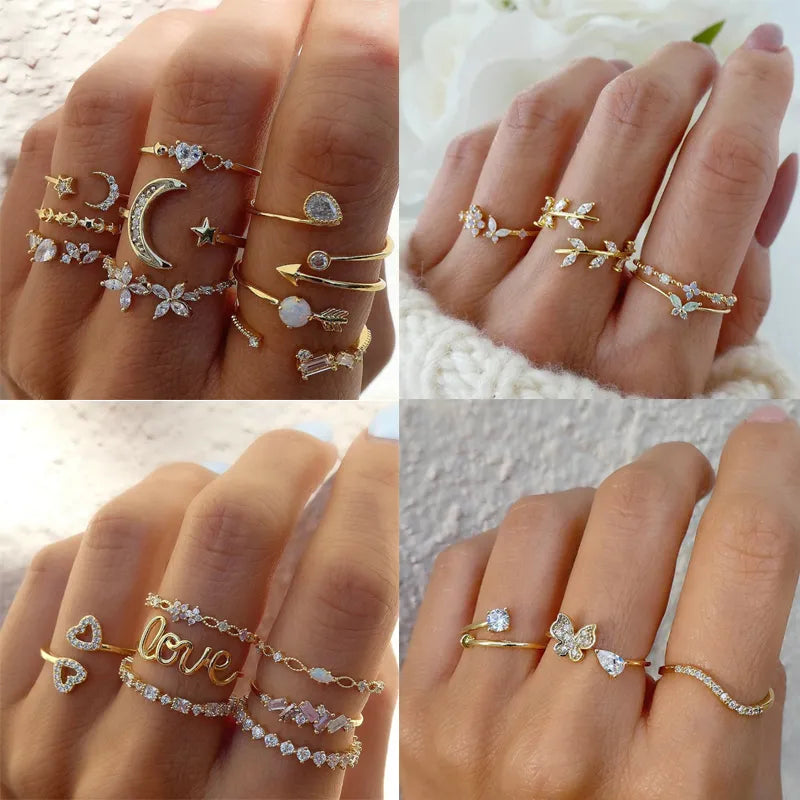 Boho Zircon Rings Set