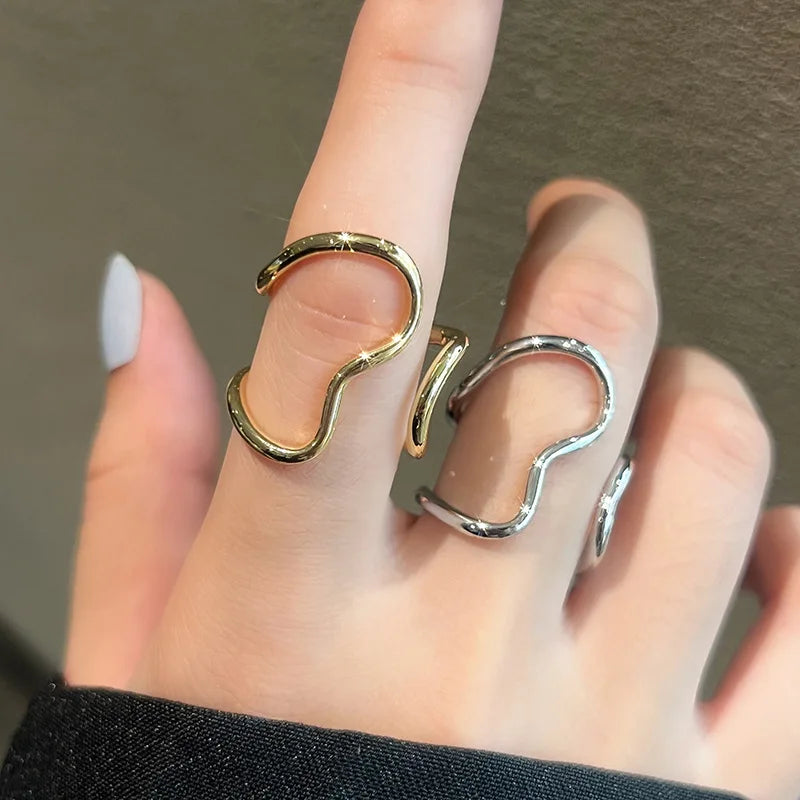 LIVVY Silver Color Double Layers  Ring