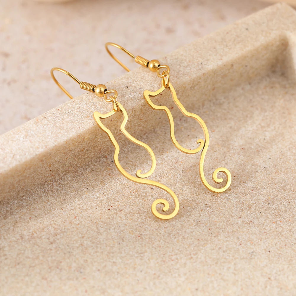 Cat Hollow Silhouette Earrings