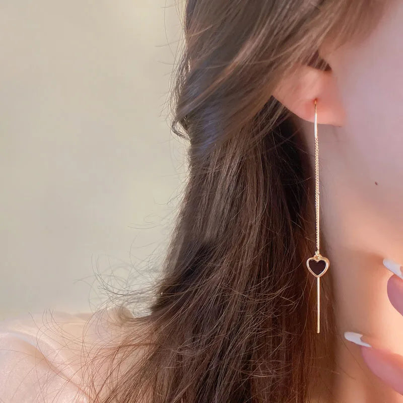 Heart Ear Line Long Hanging Earrings
