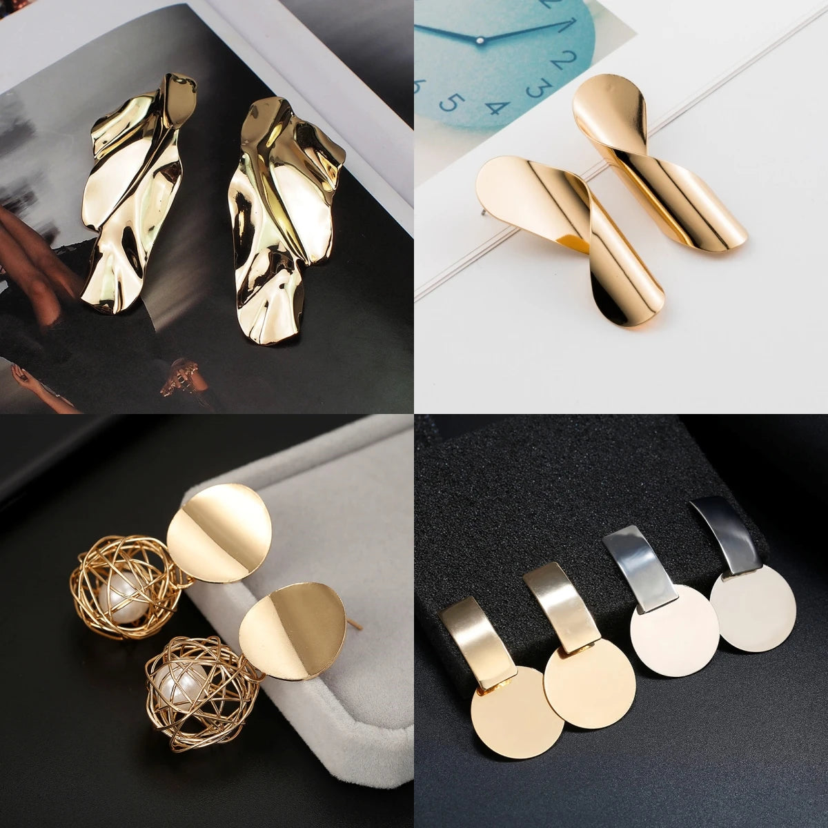 Round Geometric Statement Vintage  Stud Earrings