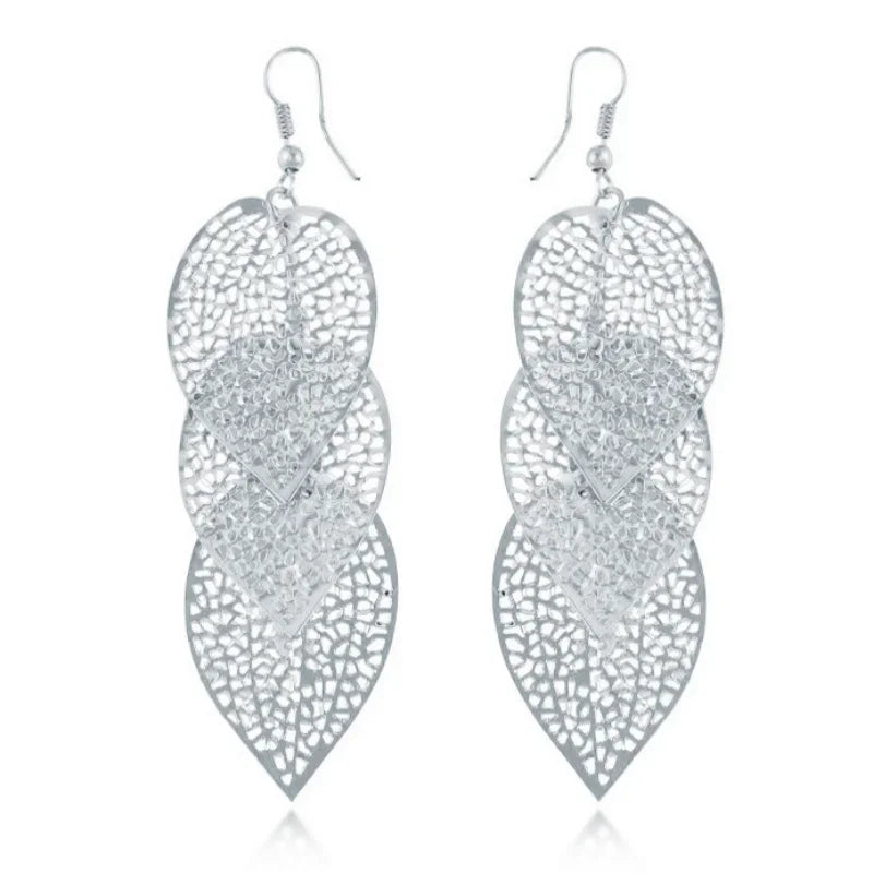 Delysia King hollow leaf earrings