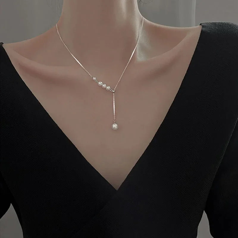Xingyunday New Pearl Tassel Adjustable Necklace