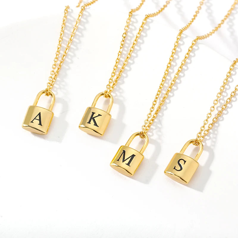 Padlock Lock Letter Necklace