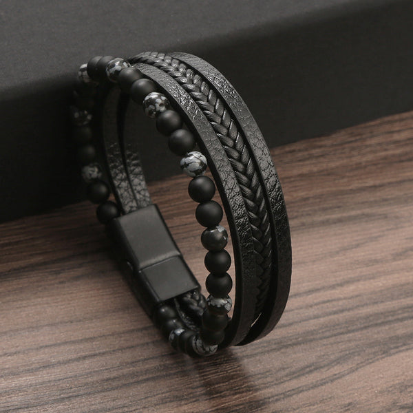 Multi-layer Hand Woven Bracelet Natural Stone Alloy